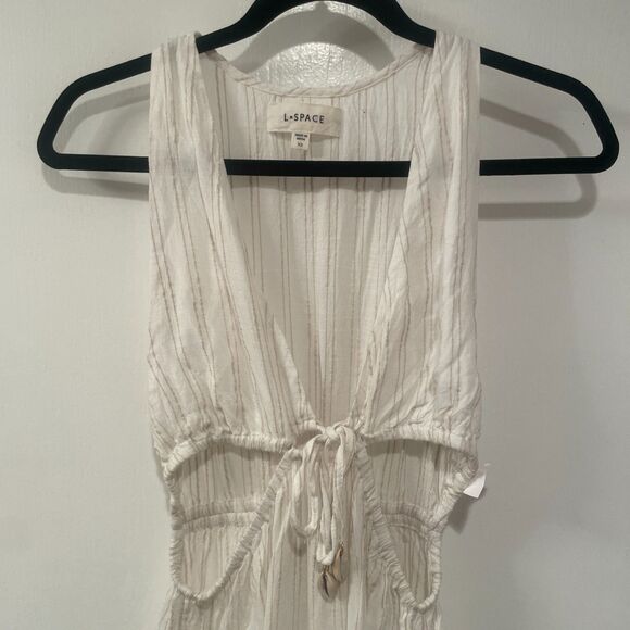 LSPACE Cover-Up Cut Out Plunging Maxi Dress Cream XS - Picture 3 of 14